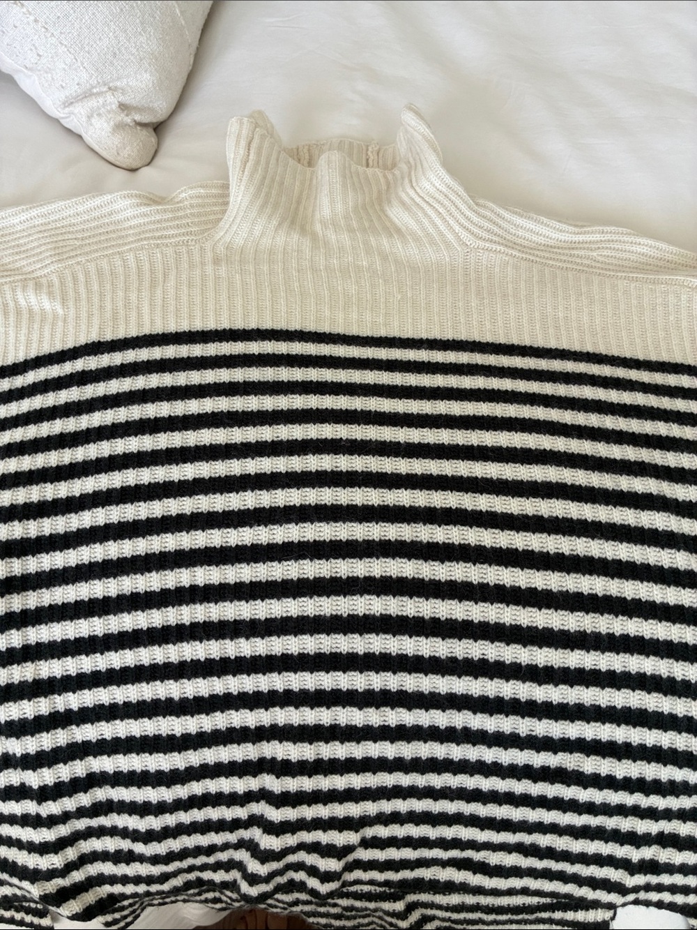 rag & bone Black and Cream Striped Turtleneck Sweater